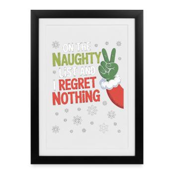 Naughty List Friedenszeichen Weihnachtstee - Gerahmtes Poster (27 × 37 cm) - Schwarz - Vorne