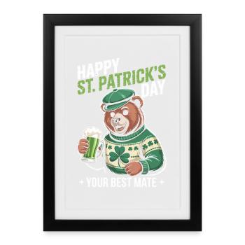 St Patrick's Bear with Green Coat - Framed poster (27 × 37 cm) - black - Front