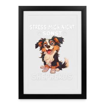 Cadeau de propriétaire de chien Australian Shepherd T - Affiche encadrée (27 × 37 cm) - noir - Devant