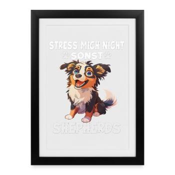 Don du propriétaire de chien T Shepherd Dog Walk T - Affiche encadrée (27 × 37 cm) - noir - Devant