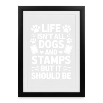 Timbres disant Dog Wit Timbres cadeau - Affiche encadrée (27 × 37 cm) - noir - Devant