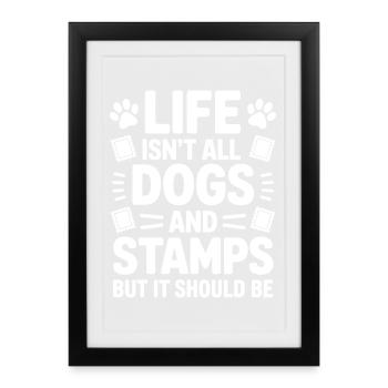 Timbres disant Dog Wit Timbres cadeau - Affiche encadrée (27 × 37 cm) - noir - Devant
