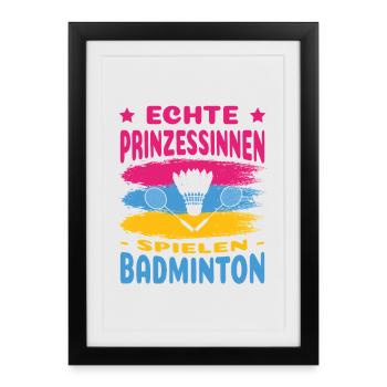 Joueur de badminton offre des tenues de badminton - Affiche encadrée (27 × 37 cm) - noir - Devant