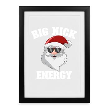 Père Noël, Joyeux Noël, Big Nick-E - Affiche encadrée (27 × 37 cm) - noir - Devant