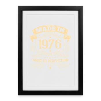 50e anniversaire Hommes Femmes Millésime 1976 - Affiche encadrée (27 × 37 cm) - noir - Devant