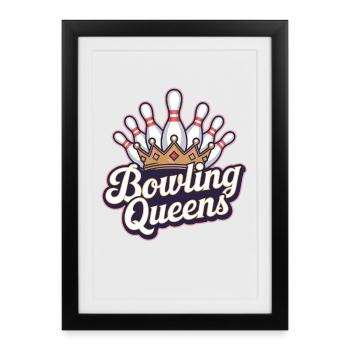 Bowling Queens Crown Skittles Team Ligue féminine - Affiche encadrée (27 × 37 cm) - noir - Devant