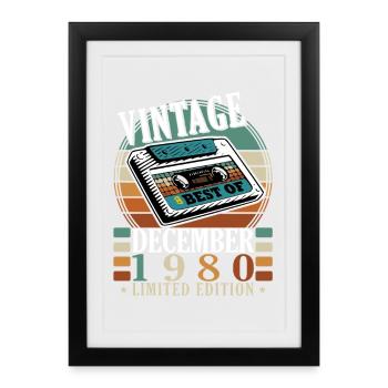 Vintage décembre 1980 Best Of - Affiche encadrée (27 × 37 cm) - noir - Devant