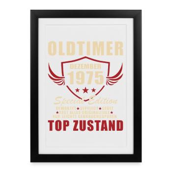 Logo Oldtimer 1975 Édition spéciale - Affiche encadrée (27 × 37 cm) - noir - Devant