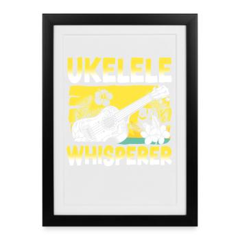 Ukulélé hawaïen ukélé ukulélé - Affiche encadrée (27 × 37 cm) - noir - Devant