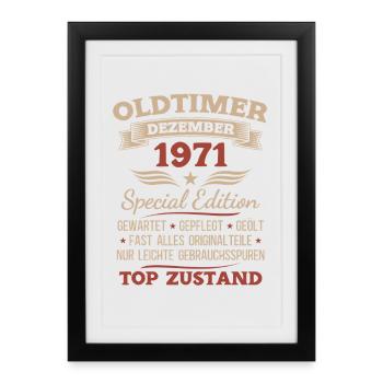 54th Birthday Gift Vintage Car December 1971 - Framed poster (27 × 37 cm) - black - Front