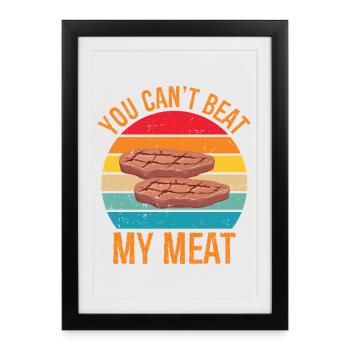 Rien ne vaut mon barbecue barbecue à la viande grillé - Affiche encadrée (27 × 37 cm) - noir - Devant