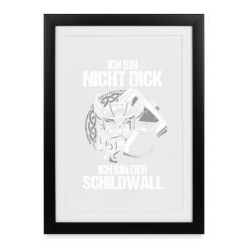 Mur des Boucliers Médiévaux Marché Médiéval Viking - Affiche encadrée (27 × 37 cm) - noir - Devant