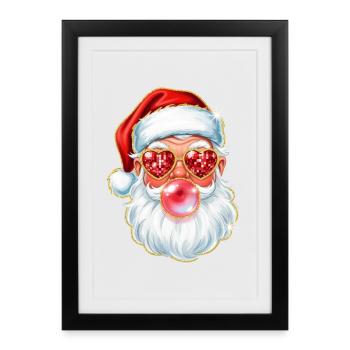 Joli Chewing-Gum Père Noël - Affiche encadrée (27 × 37 cm) - noir - Devant