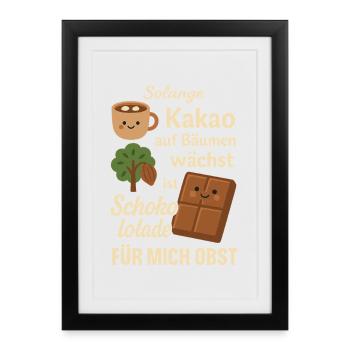 Le chocolat est un fruit – Motif drôle de cacao - Affiche encadrée (27 × 37 cm) - noir - Devant