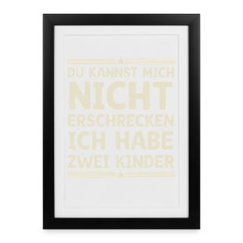 2 enfants Maman Maman Père Papa - Affiche encadrée (27 × 37 cm) - noir - Devant