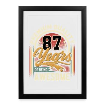 87ème Anniversaire Vintage Rétro - Affiche encadrée (27 × 37 cm) - noir - Devant