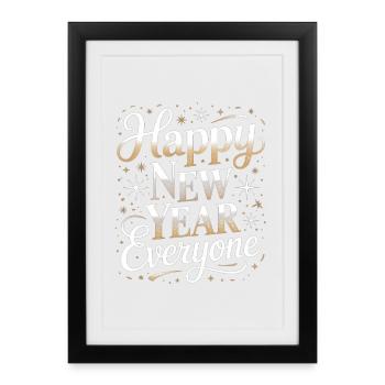 Célébration du Nouvel An étincelante - Affiche encadrée (27 × 37 cm) - noir - Devant