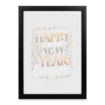 Bonne année à tous Illustration du scénario - Affiche encadrée (27 × 37 cm) - noir - Devant