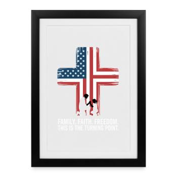 Family Faith Freedom Cross USA Prayer - Framed poster (27 × 37 cm) - black - Front