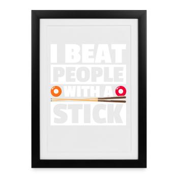 I beat people funny billiards billiard player - Framed poster (27 × 37 cm) - black - Front