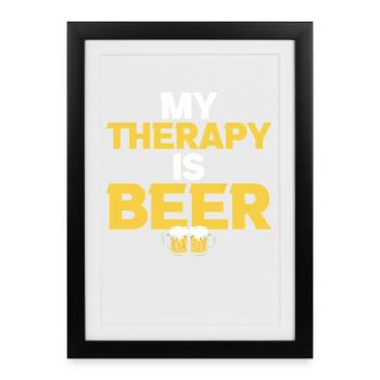 Ma Thérapie est Bière - Humour Bière Cadeau Drôle - Affiche encadrée (27 × 37 cm) - noir - Devant