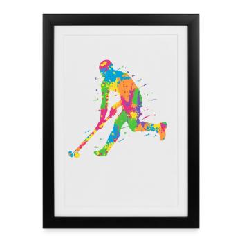 Hockey sur gazon Joueurs de hockey colorés Hockey pour enfants - Affiche encadrée (27 × 37 cm) - noir - Devant