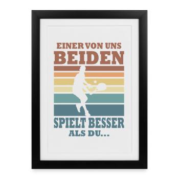 Joueur de tennis offre des tenues de paroles de tennis - Affiche encadrée (27 × 37 cm) - noir - Devant