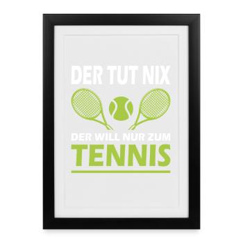 Joueur de tennis offre des tenues de paroles de tennis - Affiche encadrée (27 × 37 cm) - noir - Devant