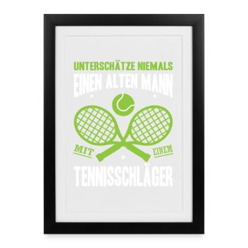 Joueur de tennis offre des tenues de paroles de tennis - Affiche encadrée (27 × 37 cm) - noir - Devant