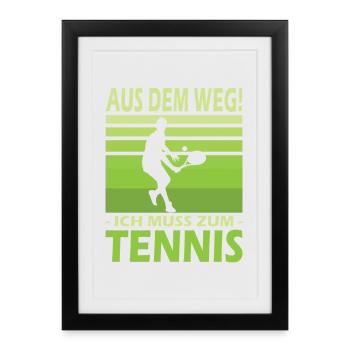 Joueur de tennis offre des tenues de paroles de tennis - Affiche encadrée (27 × 37 cm) - noir - Devant