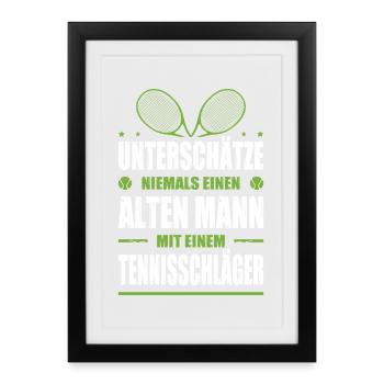 Joueur de tennis offre des tenues de paroles de tennis - Affiche encadrée (27 × 37 cm) - noir - Devant