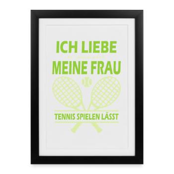 Joueur de tennis offre des tenues de paroles de tennis - Affiche encadrée (27 × 37 cm) - noir - Devant