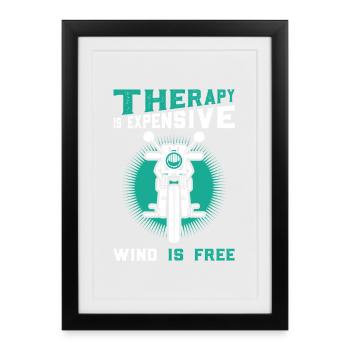 Thérapie coûteuse, sans vent – motif moto - Affiche encadrée (27 × 37 cm) - noir - Devant