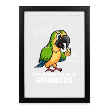 Chemise colorée avec la phrase du perroquet - Affiche encadrée (27 × 37 cm) - noir - Devant