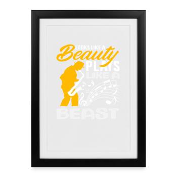 Looks like a beauty playing saxophone - Framed poster (27 × 37 cm) - black - Front