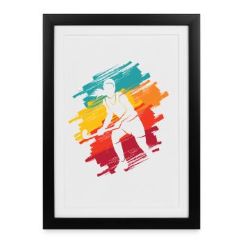 Hockey sur gazon Joueurs de hockey Hockey féminin - Affiche encadrée (27 × 37 cm) - noir - Devant