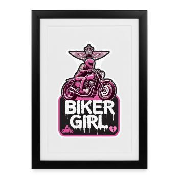 Biker Girl Crown Wings Biker Motorcycling Bike - Framed poster (27 × 37 cm) - black - Front