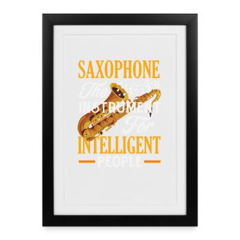 Saxophone Saxophoniste drôle Intelligent - Affiche encadrée (27 × 37 cm) - noir - Devant