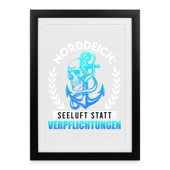 NORDDEICH SEA AIR INSTEAD OF OBLIGATIONS Funny - Framed poster (27 × 37 cm) - black - Front
