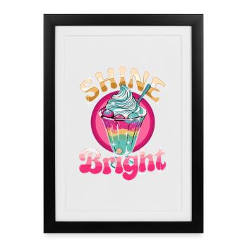Shine Bright Coloré Sundae Dessert Arc-en-ciel - Affiche encadrée (27 × 37 cm) - noir - Devant