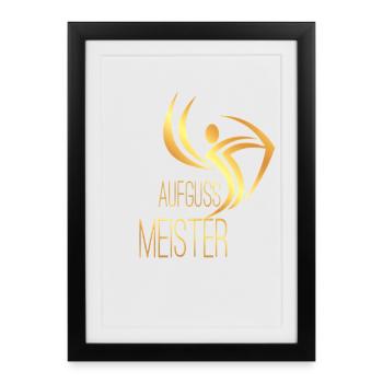 Aufguss Meister Sauna Wellness Logo Profi Gold - Affiche encadrée (27 × 37 cm) - noir - Devant