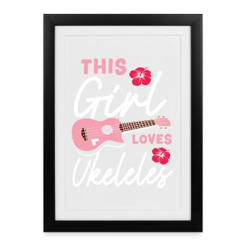 Ukulélé hawaïen Ukulélé Ukulélé Fille Ceci - Affiche encadrée (27 × 37 cm) - noir - Devant