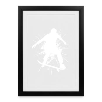 Energetisches Skateboard-Design - Gerahmtes Poster (27 × 37 cm) - Schwarz - Vorne