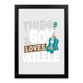 Hawaiian Ukulele Uke Boy This Boy - Framed poster (27 × 37 cm) - black - Front
