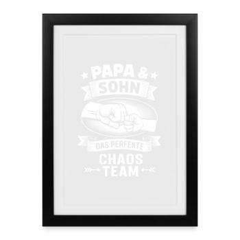 Dad & Son Chaos Team Fist Bump - Framed poster (27 × 37 cm) - black - Front