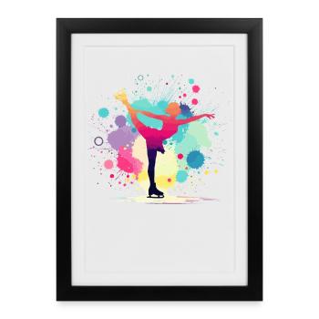 Figure skating, figure skater, figure skating - Framed poster (27 × 37 cm) - black - Front