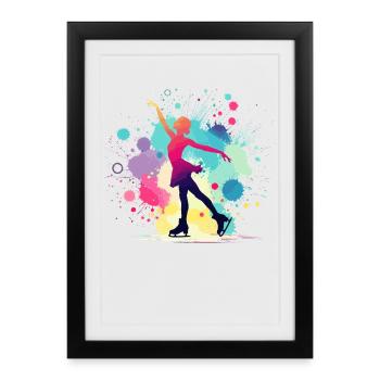 Patinage artistique, patinage artistique, patinage artistique - Affiche encadrée (27 × 37 cm) - noir - Devant