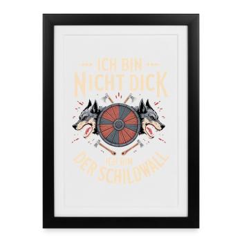 Pas un mur de boucliers épais, drôle de proverbe viking - Affiche encadrée (27 × 37 cm) - noir - Devant