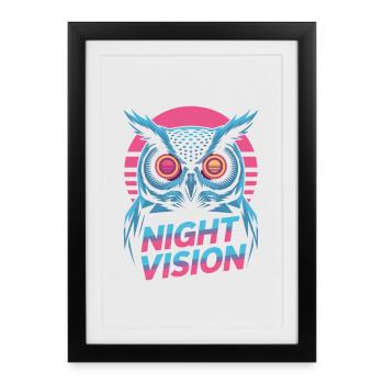 Night Vision Owl Retro Night Gaming - Framed poster (27 × 37 cm) - black - Front