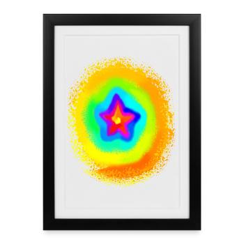 Rainbow Colors Colorful Gradient Star - Framed poster (27 × 37 cm) - black - Front